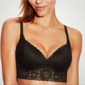 NWT Victoria's Secret PINK Black Lace Bralette Push Up Padded Underwired Bra XL